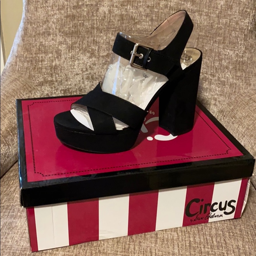 Sam Edelman Black Platform Suede Sandle
